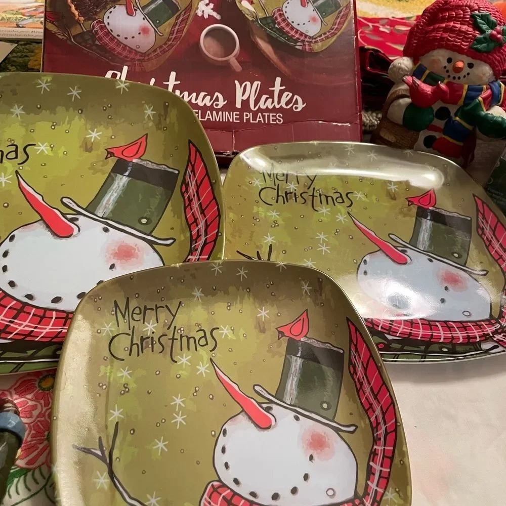 Snowman Christmas Plates Melamine Ceramic Wind Up Vintage Snowman Pier 1 Wine